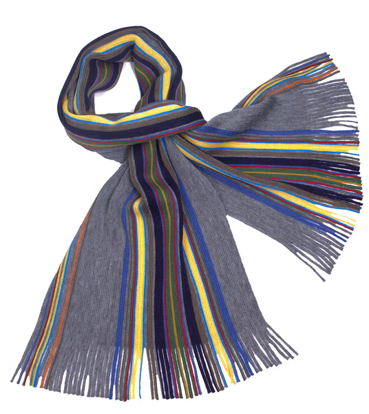 Striped Wool Knit Scarf