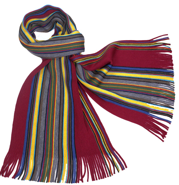 Happy Striped Wool Knit Scarf