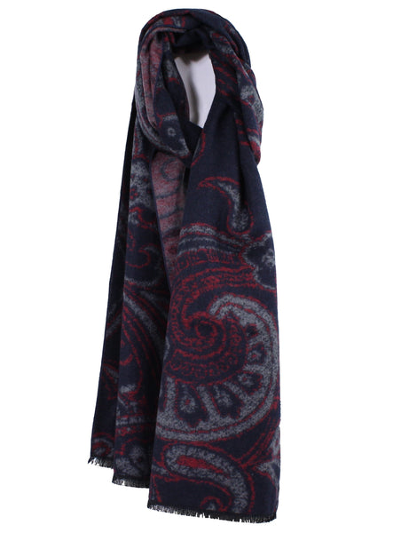 Multi Color Paisley Brushed Silk Scarf
