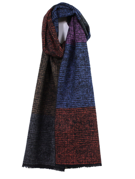 Glen Plaid Color Block Silk Scarf