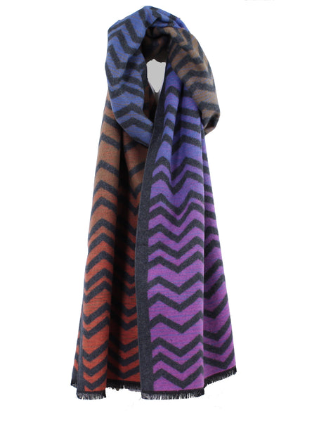 Colorful Zig Zag Pattern Brushed Silk Scarf