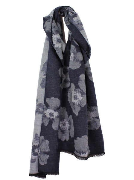 Reversible Floral  Brushed Silk Scarf