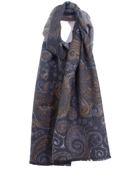 Neutral Modern Paisley Brushed Silk Scarf