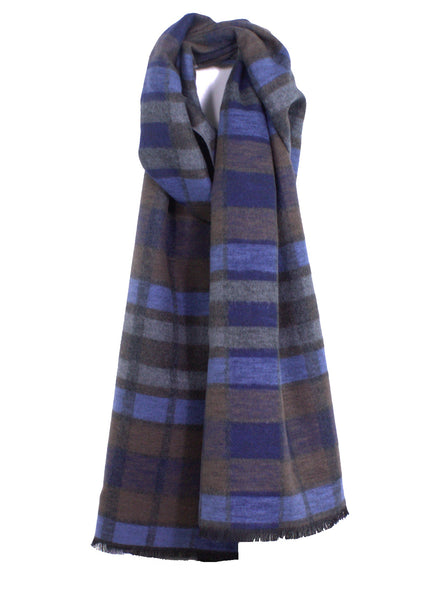 The Blues Plaid Brushed Silk Scarf