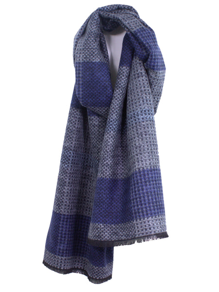 Denim Plaid Brushed Silk Scarf