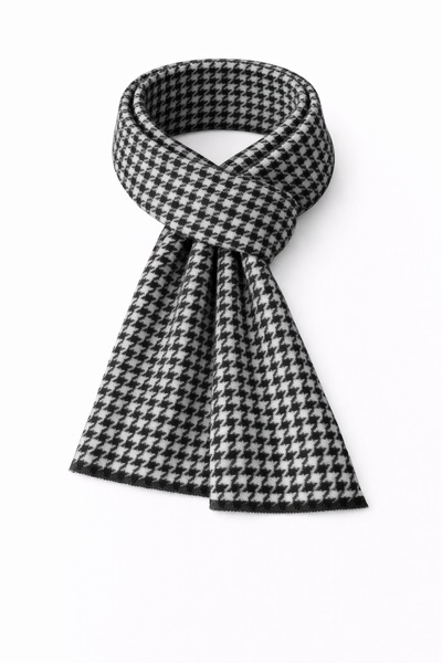 Classic Houndstooth Brushed Silk Scarf
