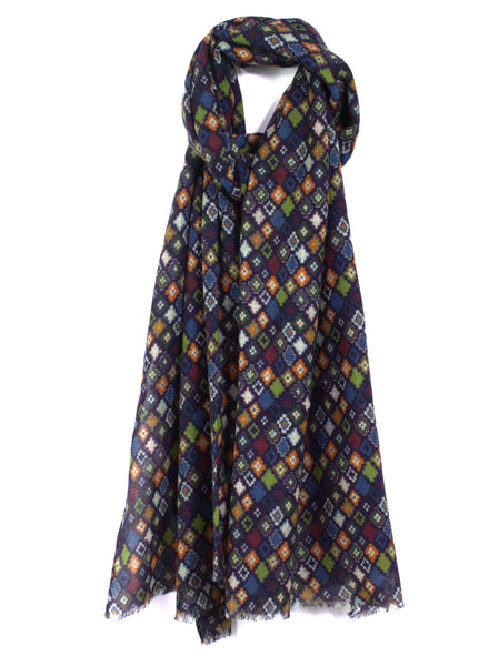 Colorful Printed Wool Challis Scarf