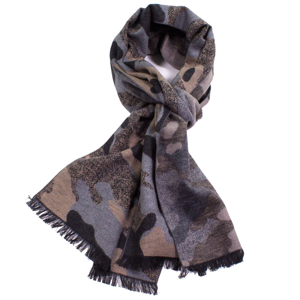Neutral Camouflage Brushed Silk Scarf