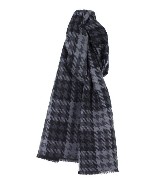 Black/Grey Hounds Tooth Brushed Silk Scarf